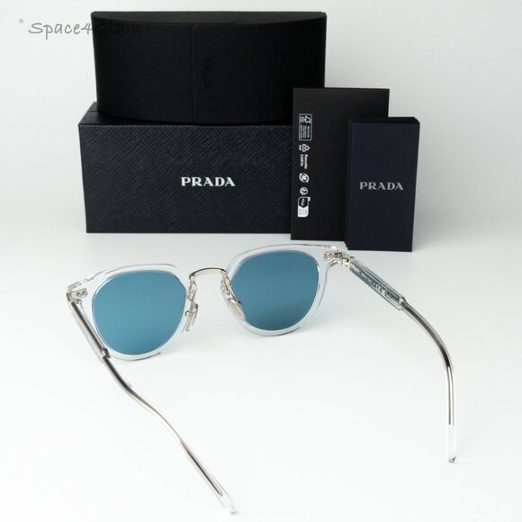 Prada Men Sunglasses Crystal Green Polarized Oval PR17YS 2AZ04D BRAND NEW - Picture 10 of 12